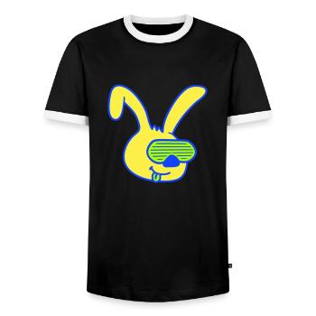 Hase Sonnenbrille Rillen Streifen Party feiern Fun - Männer Kontrast-T-Shirt - Schwarz/Weiß - Vorne - AI Model Female 172 light (172cm) & AI Model Male 178 light (178cm)
