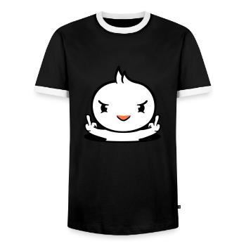 Bird Evil Bottom Hole Middle Finger Show Bad Boy - Men's Ringer Shirt - black/white - Front - AI Model Female 172 light (172cm) & AI Model Male 178 light (178cm)