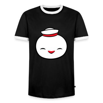 Canard Marin Marin Chapeau Marin Chapeau Happy - T-shirt contrasté Homme - noir/blanc - Devant - AI Model Female 172 light (172cm) & AI Model Male 178 light (178cm)