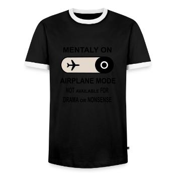 Mentally on Airplane Mode - Men's Ringer Shirt - black/white - Front - AI Model Female 172 light (172cm) & AI Model Male 178 light (178cm)