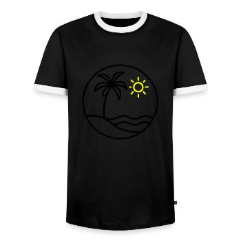 Palme Ozean Insel - Männer Kontrast-T-Shirt - Schwarz/Weiß - Vorne - AI Model Female 172 light (172cm) & AI Model Male 178 light (178cm)