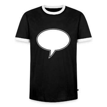 Speech Bubble Design Links - Men's Ringer Shirt - black/white - Front - AI Model Female 172 light (172cm) & AI Model Male 178 light (178cm)