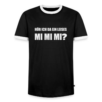Hör ich da ein leises Mimimi? - Männer Kontrast-T-Shirt - Schwarz/Weiß - Vorne - AI Model Female 172 light (172cm) & AI Model Male 178 light (178cm)