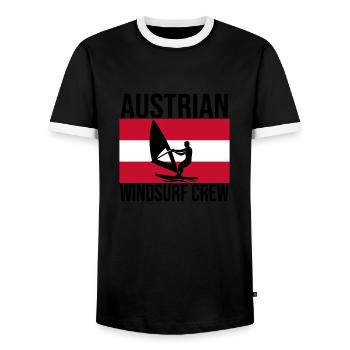 Austrian Windsurf Crew Shirt - Men's Ringer Shirt - black/white - Front - AI Model Female 172 light (172cm) & AI Model Male 178 light (178cm)