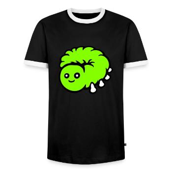 Cute caterpillar small friendly larva worm happy - Men's Ringer Shirt - black/white - Front - AI Model Female 172 light (172cm) & AI Model Male 178 light (178cm)