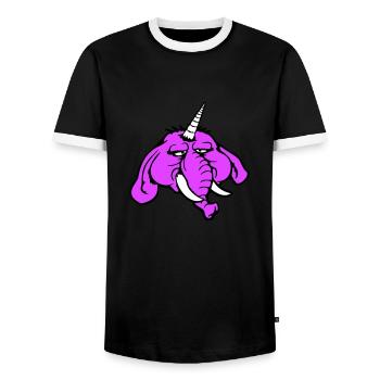 Unicorn, elephant, bad-tempered, angry, sad - Men's Ringer Shirt - black/white - Front - AI Model Female 172 light (172cm) & AI Model Male 178 light (178cm)
