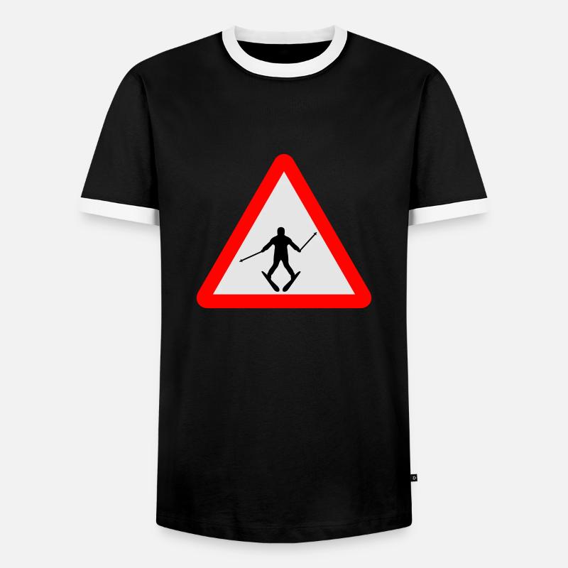 Ski - Männer Kontrast-T-Shirt - Schwarz/Weiß