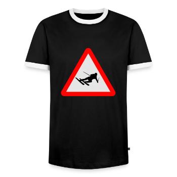 Ski - Männer Kontrast-T-Shirt - Schwarz/Weiß - Vorne - AI Model Female 172 light (172cm) & AI Model Male 178 light (178cm)