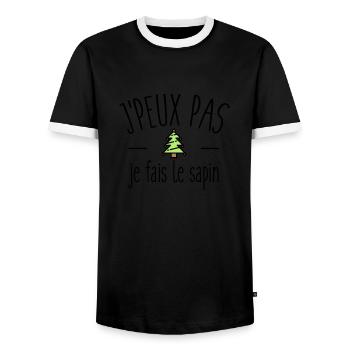Je peux pas je fais le sapin - T-shirt contrasté Homme - noir/blanc - Devant - AI Model Female 172 light (172cm) & AI Model Male 178 light (178cm)