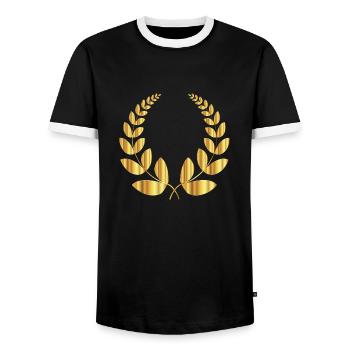 Lorbeerkranz Gold - Männer Kontrast-T-Shirt - Schwarz/Weiß - Vorne - AI Model Female 172 light (172cm) & AI Model Male 178 light (178cm)
