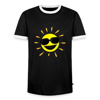 Sun Summer - Männer Kontrast-T-Shirt - Schwarz/Weiß - Vorne - AI Model Female 172 light (172cm) & AI Model Male 178 light (178cm)