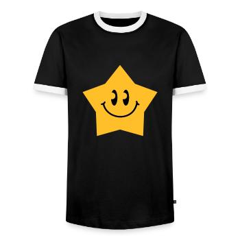 star_smiley_c2 - Männer Kontrast-T-Shirt - Schwarz/Weiß - Vorne - AI Model Female 172 light (172cm) & AI Model Male 178 light (178cm)