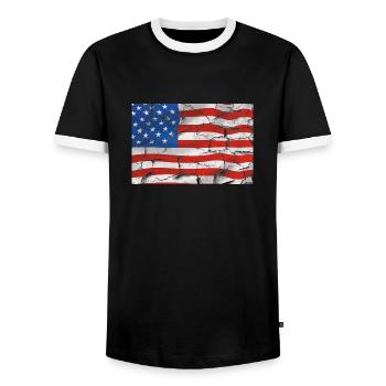 Amérique - T-shirt contrasté Homme - noir/blanc - Devant - AI Model Female 172 light (172cm) & AI Model Male 178 light (178cm)