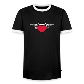 herz fluegel tot tod fliegen gott heiligenschein s - Männer Kontrast-T-Shirt - Schwarz/Weiß - Vorne - AI Model Female 172 light (172cm) & AI Model Male 178 light (178cm)