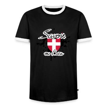 savoie destroy - T-shirt contrasté Homme - noir/blanc - Devant - AI Model Female 172 light (172cm) & AI Model Male 178 light (178cm)