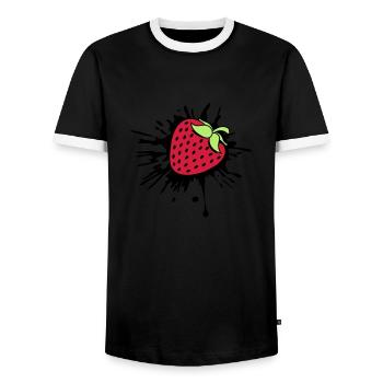 collx couleur goutte graffiti fraise fruité fuite - T-shirt contrasté Homme - noir/blanc - Devant - AI Model Female 172 light (172cm) & AI Model Male 178 light (178cm)