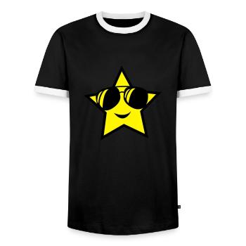 stern - Männer Kontrast-T-Shirt - Schwarz/Weiß - Vorne - AI Model Female 172 light (172cm) & AI Model Male 178 light (178cm)