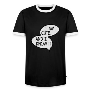 cute - Men's Ringer Shirt - black/white - Front - AI Model Female 172 light (172cm) & AI Model Male 178 light (178cm)