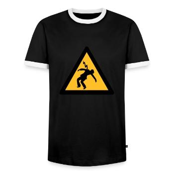 électricien coup de foudre panneaux danger - T-shirt contrasté Homme - noir/blanc - Devant - AI Model Female 172 light (172cm) & AI Model Male 178 light (178cm)