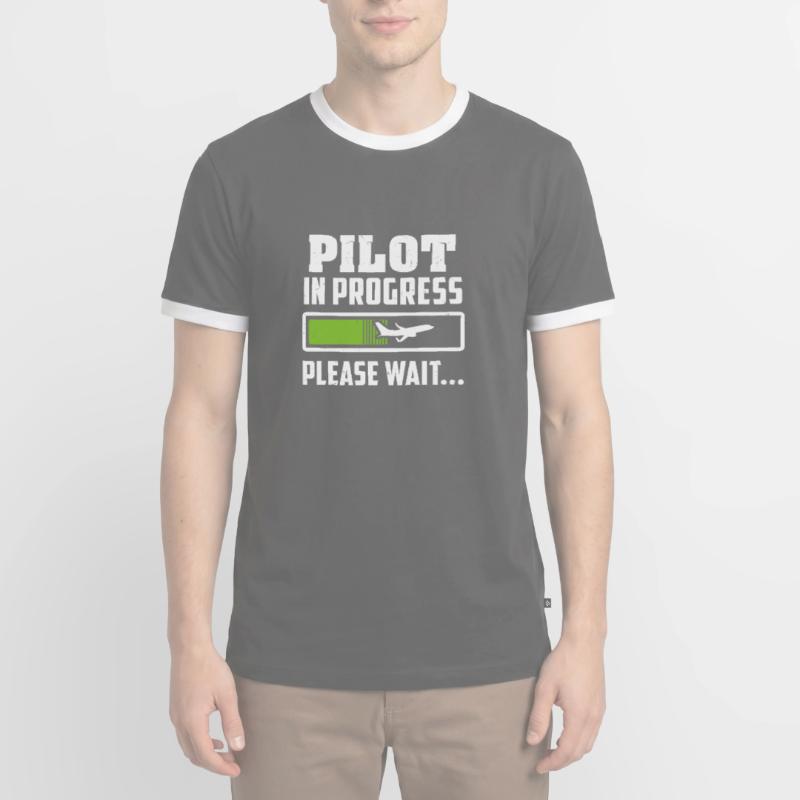 Future Pilot - Loading - Please Wait - Gift Men's Ringer Shirt
