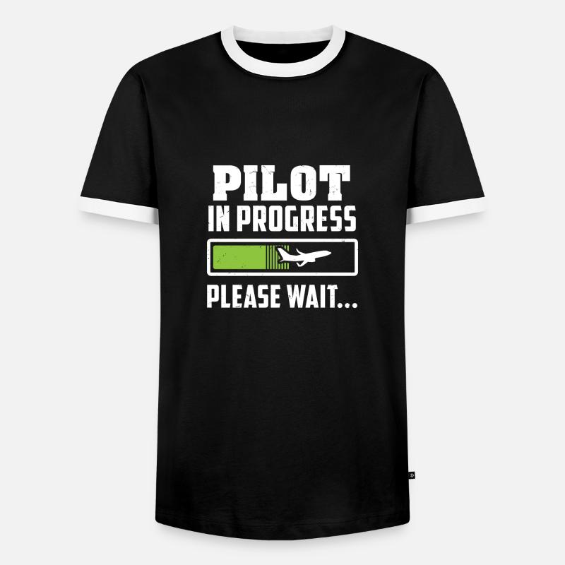 Future Pilot - Loading - Please Wait - Gift - Men's Ringer Shirt - black/white