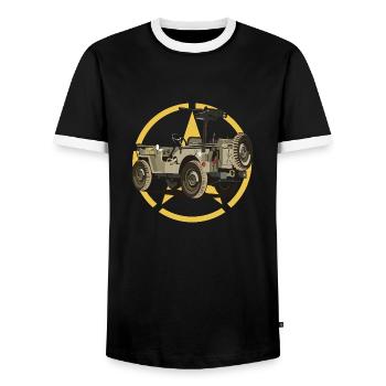 Véhicule militaire hors route - T-shirt contrasté Homme - noir/blanc - Devant - AI Model Female 172 light (172cm) & AI Model Male 178 light (178cm)