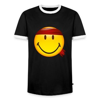 Smiley Glossy Fighter - Männer Kontrast-T-Shirt - Schwarz/Weiß - Vorne - AI Model Female 172 light (172cm) & AI Model Male 178 light (178cm)