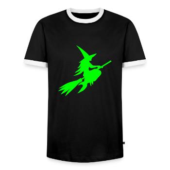 Hexe neon grün gruselig - Männer Kontrast-T-Shirt - Schwarz/Weiß - Vorne - AI Model Female 172 light (172cm) & AI Model Male 178 light (178cm)