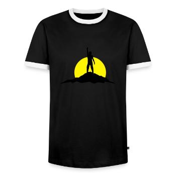 Sport - Berge Wanderer - Männer Kontrast-T-Shirt - Schwarz/Weiß - Vorne - AI Model Female 172 light (172cm) & AI Model Male 178 light (178cm)