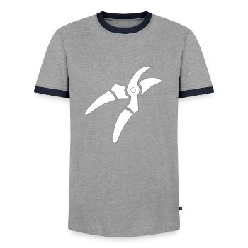 scissors - Men's Ringer Shirt - grey/navy  - Front - AI Model Female 172 light (172cm) & AI Model Male 178 light (178cm)