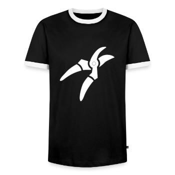 Schere - Männer Kontrast-T-Shirt - Schwarz/Weiß - Vorne - AI Model Female 172 light (172cm) & AI Model Male 178 light (178cm)