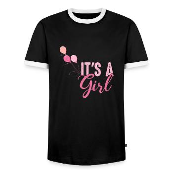 C’est une fille d’annonce de sexe de bébé fille - T-shirt contrasté Homme - noir/blanc - Devant - AI Model Female 172 light (172cm) & AI Model Male 178 light (178cm)