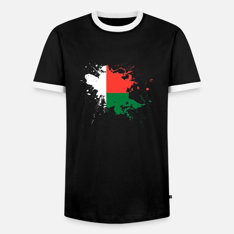 Madagaskar Flagge als Farbklecks - Männer Kontrast-T-Shirt - Schwarz/Weiß