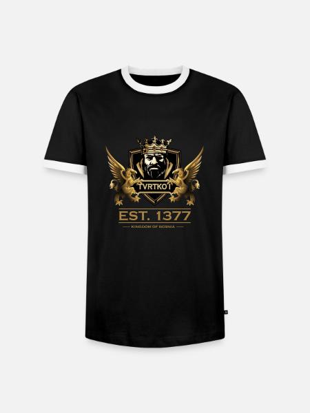 Kongeriget Bosnien Kralj Tvrtko I - Herre kontrast-T-shirt - sort/hvid