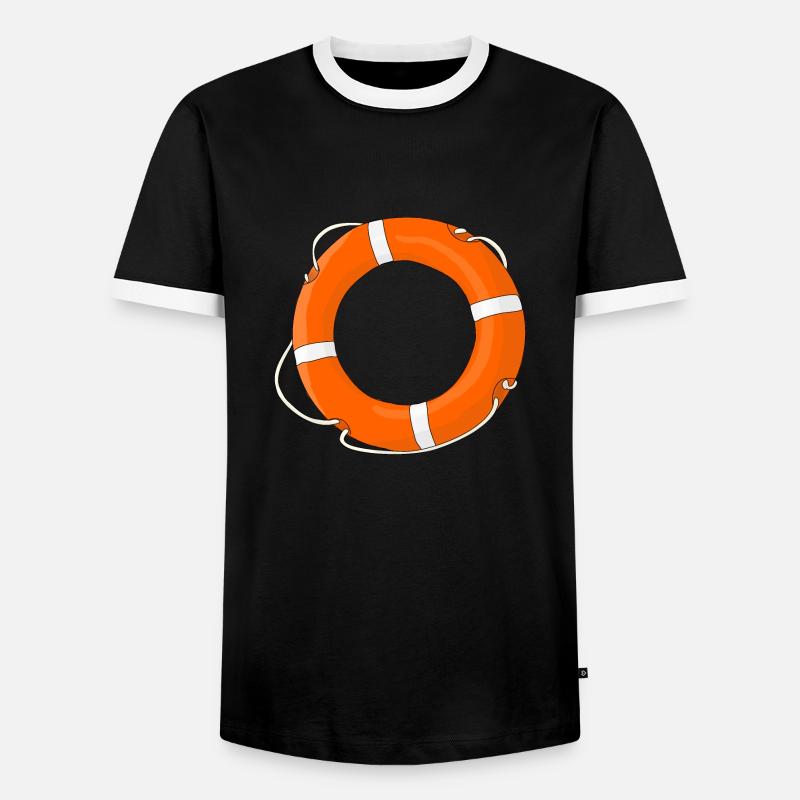Boot Rettungsring - Männer Kontrast-T-Shirt - Schwarz/Weiß