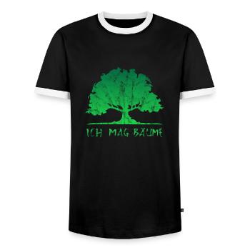 Ich mag Bäume, Lustige Sprüche, Wald, Baum, Natur - Männer Kontrast-T-Shirt - Schwarz/Weiß - Vorne - AI Model Female 172 light (172cm) & AI Model Male 178 light (178cm)