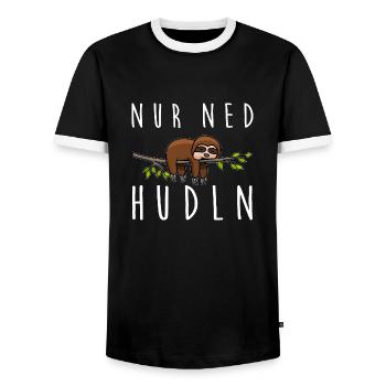 Nur ned hudln Bayernshirt - Männer Kontrast-T-Shirt - Schwarz/Weiß - Vorne - AI Model Female 172 light (172cm) & AI Model Male 178 light (178cm)