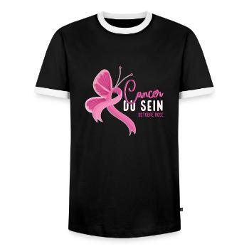 Ruben Rose De Sensibilisation Au Cancer Du Sein - T-shirt contrasté Homme - noir/blanc - Devant - AI Model Female 172 light (172cm) & AI Model Male 178 light (178cm)