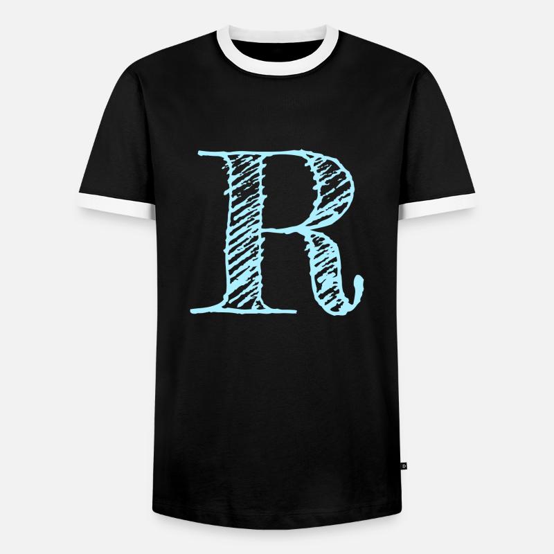 Buchstabe "R" Comic Blau - Männer Kontrast-T-Shirt - Schwarz/Weiß