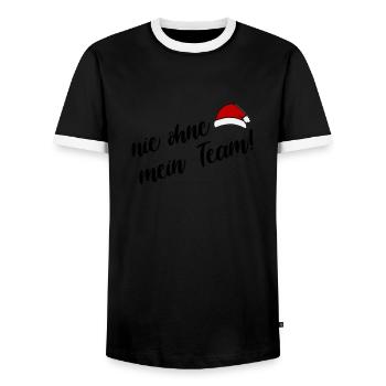 mein Weihnachts Team - Männer Kontrast-T-Shirt - Schwarz/Weiß - Vorne - AI Model Female 172 light (172cm) & AI Model Male 178 light (178cm)
