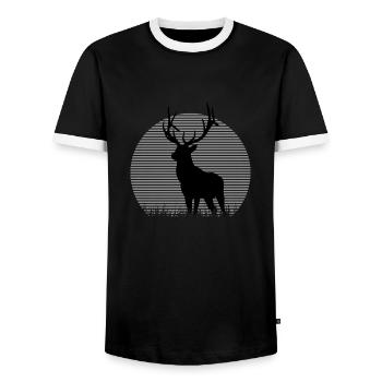 Hirsch - Männer Kontrast-T-Shirt - Schwarz/Weiß - Vorne - AI Model Female 172 light (172cm) & AI Model Male 178 light (178cm)