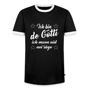 Lustiges Schweizer Gotti Götti Geburt Geschenkt - Männer Kontrast-T-Shirt - Schwarz/Weiß - Vorne - AI Model Female 172 light (172cm) & AI Model Male 178 light (178cm)