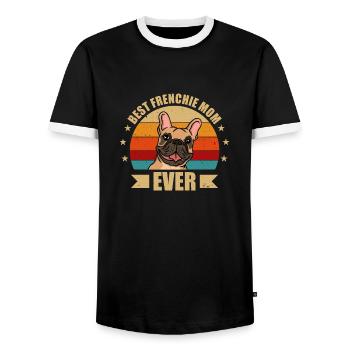 Beste Französische Bulldogge Mama - Männer Kontrast-T-Shirt - Schwarz/Weiß - Vorne - AI Model Female 172 light (172cm) & AI Model Male 178 light (178cm)