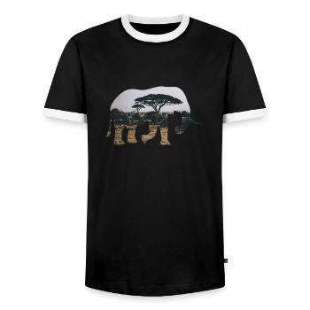 Elephant Savannah Silhouette - Men's Ringer Shirt - black/white - Front - AI Model Female 172 light (172cm) & AI Model Male 178 light (178cm)