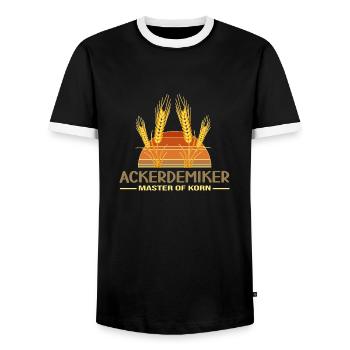 landwirt bauer traktor acker ackerbau korn feld - Männer Kontrast-T-Shirt - Schwarz/Weiß - Vorne - AI Model Female 172 light (172cm) & AI Model Male 178 light (178cm)