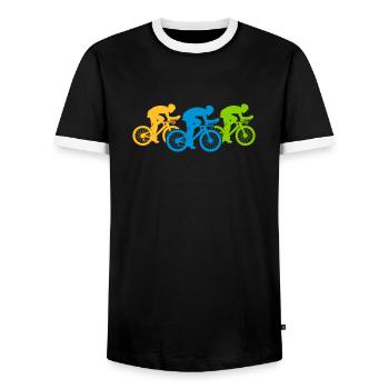 Bicycle Team Triathlon - Men's Ringer Shirt - black/white - Front - AI Model Female 172 light (172cm) & AI Model Male 178 light (178cm)