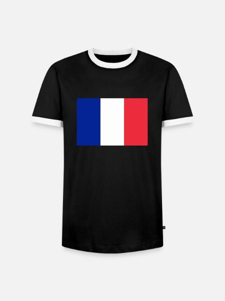 Drapeau français / French flag - T-shirt contrasté Homme - noir/blanc