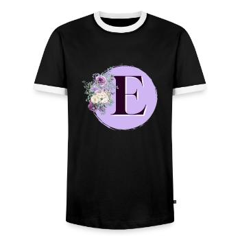 Brief E Blumenkranz - Männer Kontrast-T-Shirt - Schwarz/Weiß - Vorne - AI Model Female 172 light (172cm) & AI Model Male 178 light (178cm)