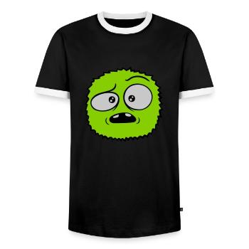 Hairy monster skeptical face - Men's Ringer Shirt - black/white - Front - AI Model Female 172 light (172cm) & AI Model Male 178 light (178cm)