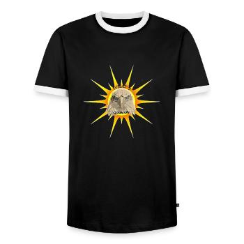 What's go in on - Men's Ringer Shirt - black/white - Front - AI Model Female 172 light (172cm) & AI Model Male 178 light (178cm)